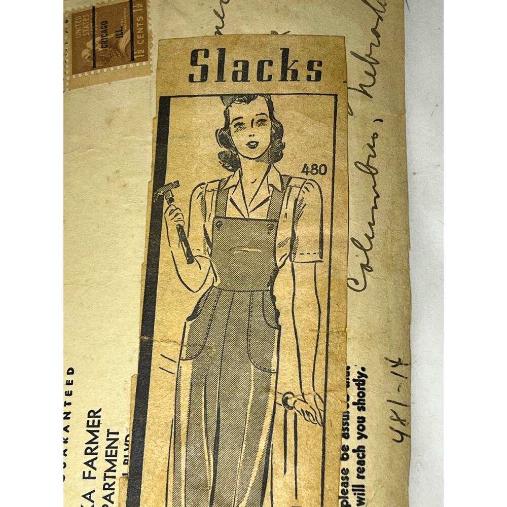 Nebraska Farmer Pattern womens overalls wide leg 1940s size 14 - Picture 5 of 8